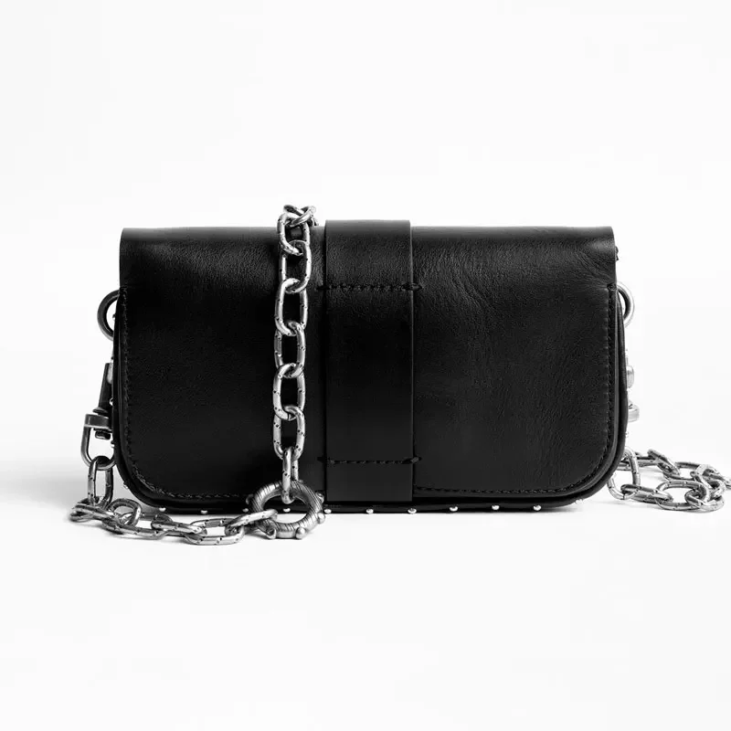 

Fashion 2022 Mini All-match Bags Bag Metal New Shoulder Chain Genuine Leather Women Black