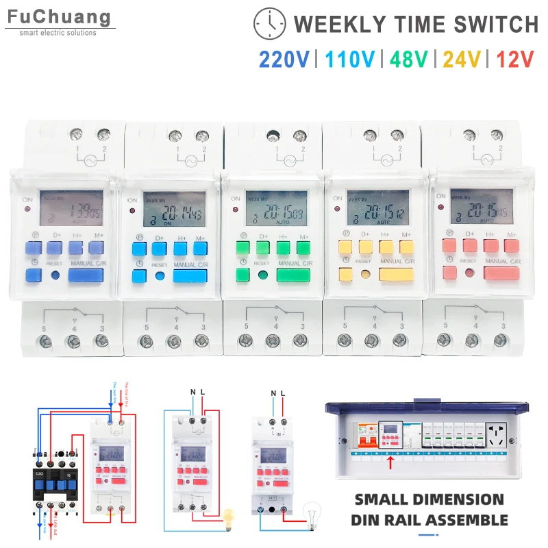 

Multicolor Customization THC15A THC30A Weekly 7 Days Programmable Digital Time Switch Relay Timer 220V 110V 48V 24V 12V Din Rail