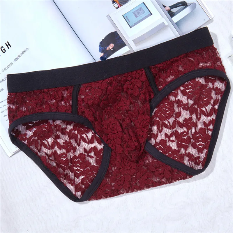 

Men Briefs Lace Male Underwear Briefs Lace Sexy Men Lingerie Men Comfortable Floral Print Underpants Ropa Interior Hombre Briefs