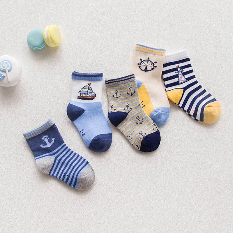 5 Pair/Lot Lovely Baby Socks Girl Dinosaur Ship Plane Skarpetki Boy Knit Cotton Soft Newborn Sock Kids Children Warm Miaoyoutong