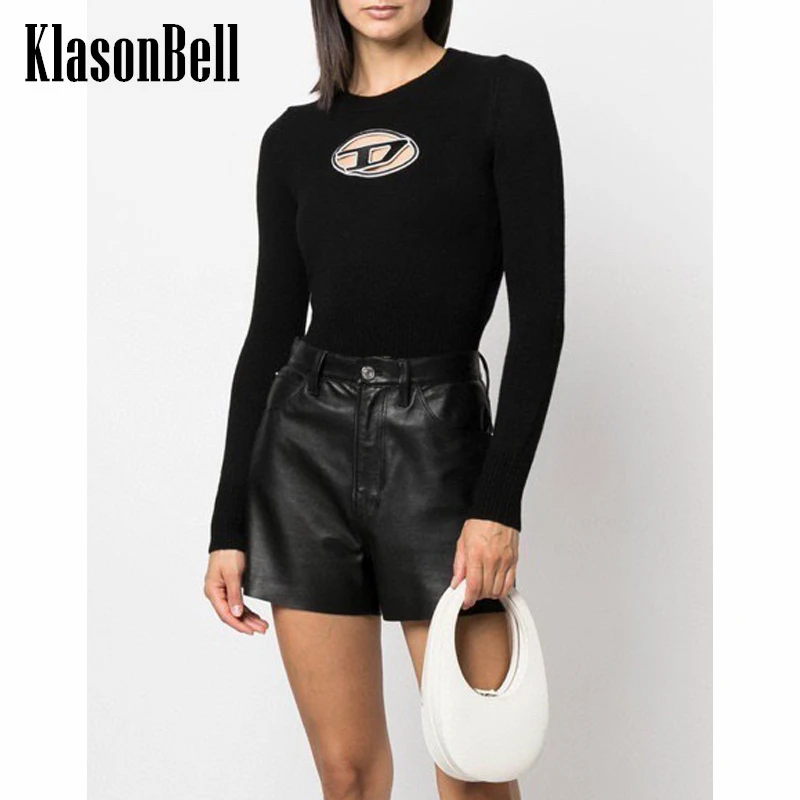 

9,6 KlasonBell модный Удобный вышитый буквенный ажурный Тонкий шерстяной пуловер вязаная женская одежда