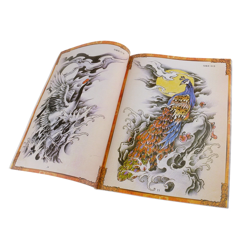 

80 Pages Traditional Chinese Tattoo Reference Flash Sketch Line Book Flash Sketch Manuscripts