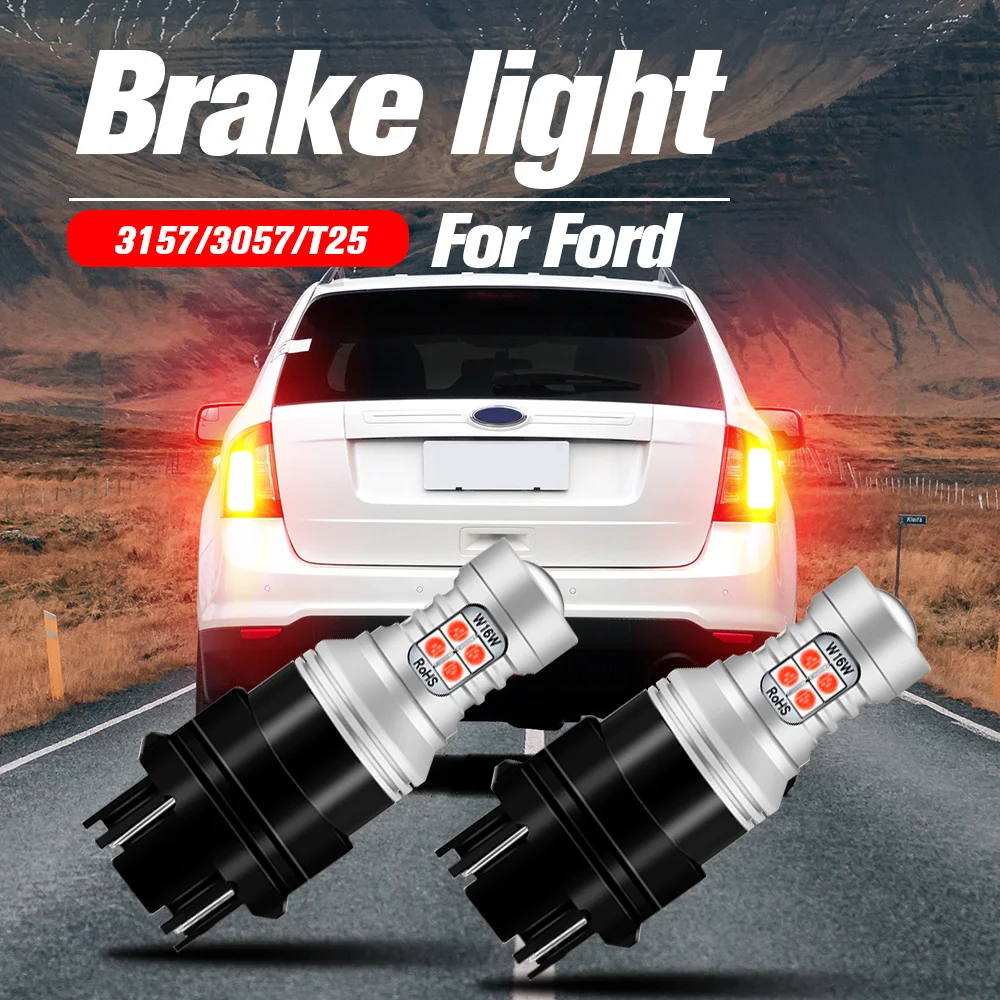 2pcs LED Brake Light Blub Lamp 3157 P27/7W T25 Canbus No Error For Ford Edge Escape 2013-2016 Expedition 2014-2017 Taurus
