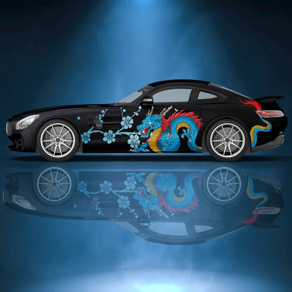 Самоклеящаяся виниловая наклейка с изображением дракона цветов животных