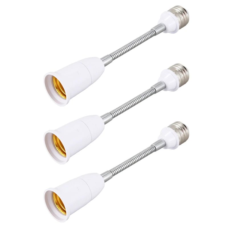 

3X Light Lamp Bulb Flexible Extension Converter E26 Socket 18Cm Long