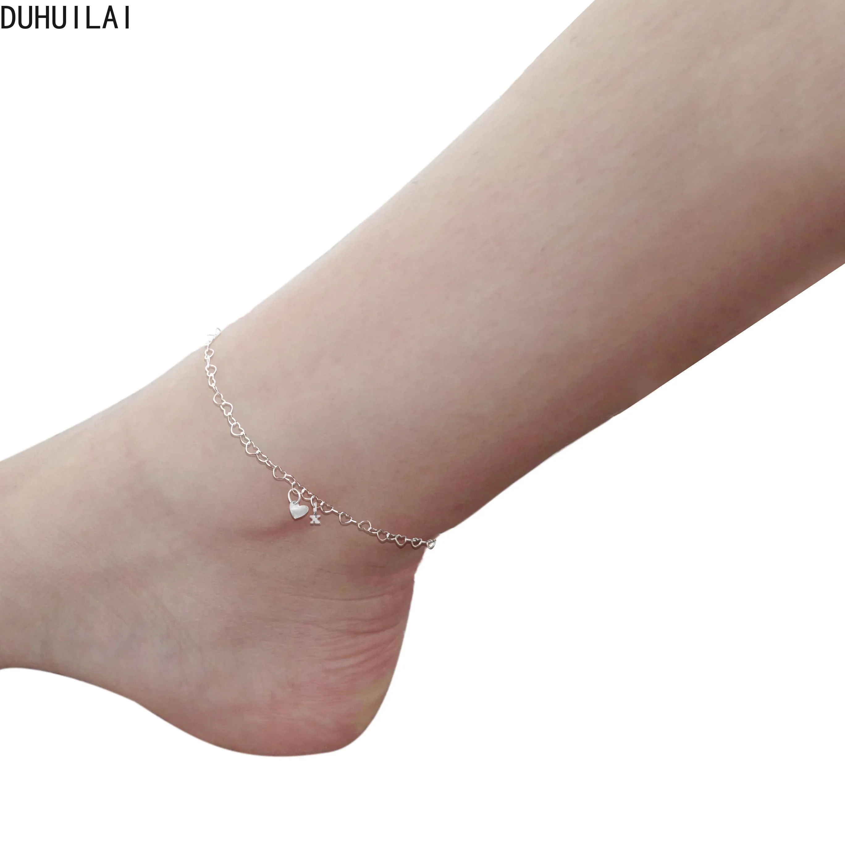 

Personalized Ladies Stainless Steel Small Love Letter Combination Anklet Bracelet Love Chain Bohemian Style Maid of Honor Gift