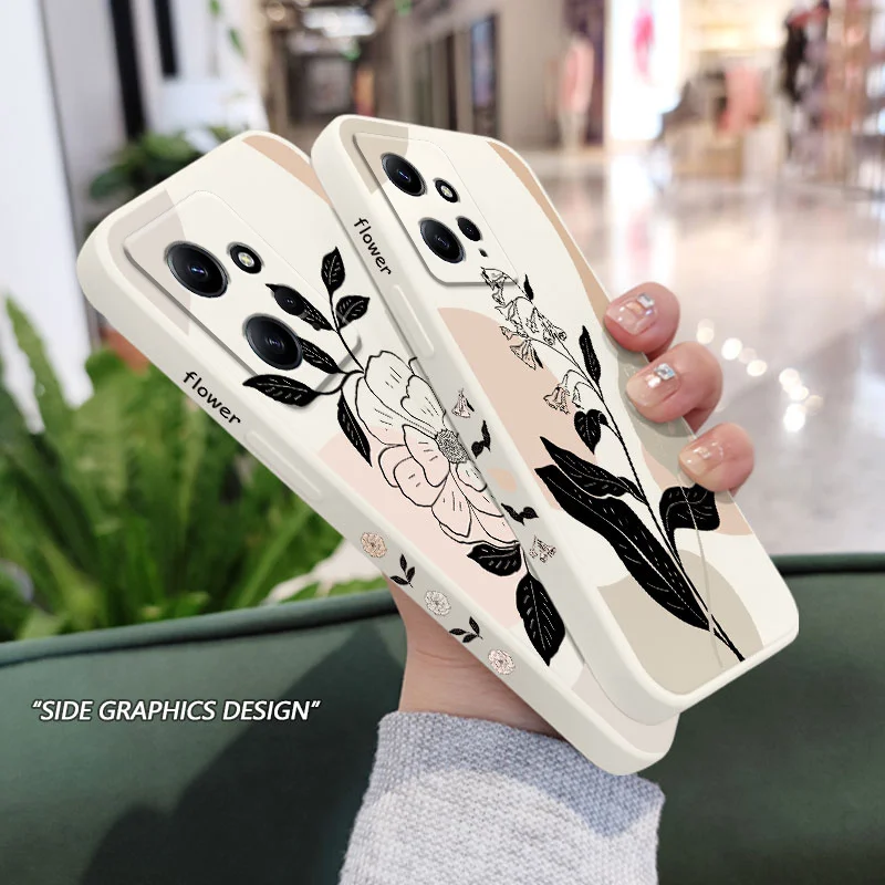 

Lily Modi Flower Phone Case For Xiaomi Redmi Note 12 12S 11 11S 10 10T 10S 9 9S 8 7 Pro Plus 4G 5G Liquid Silicone Cover