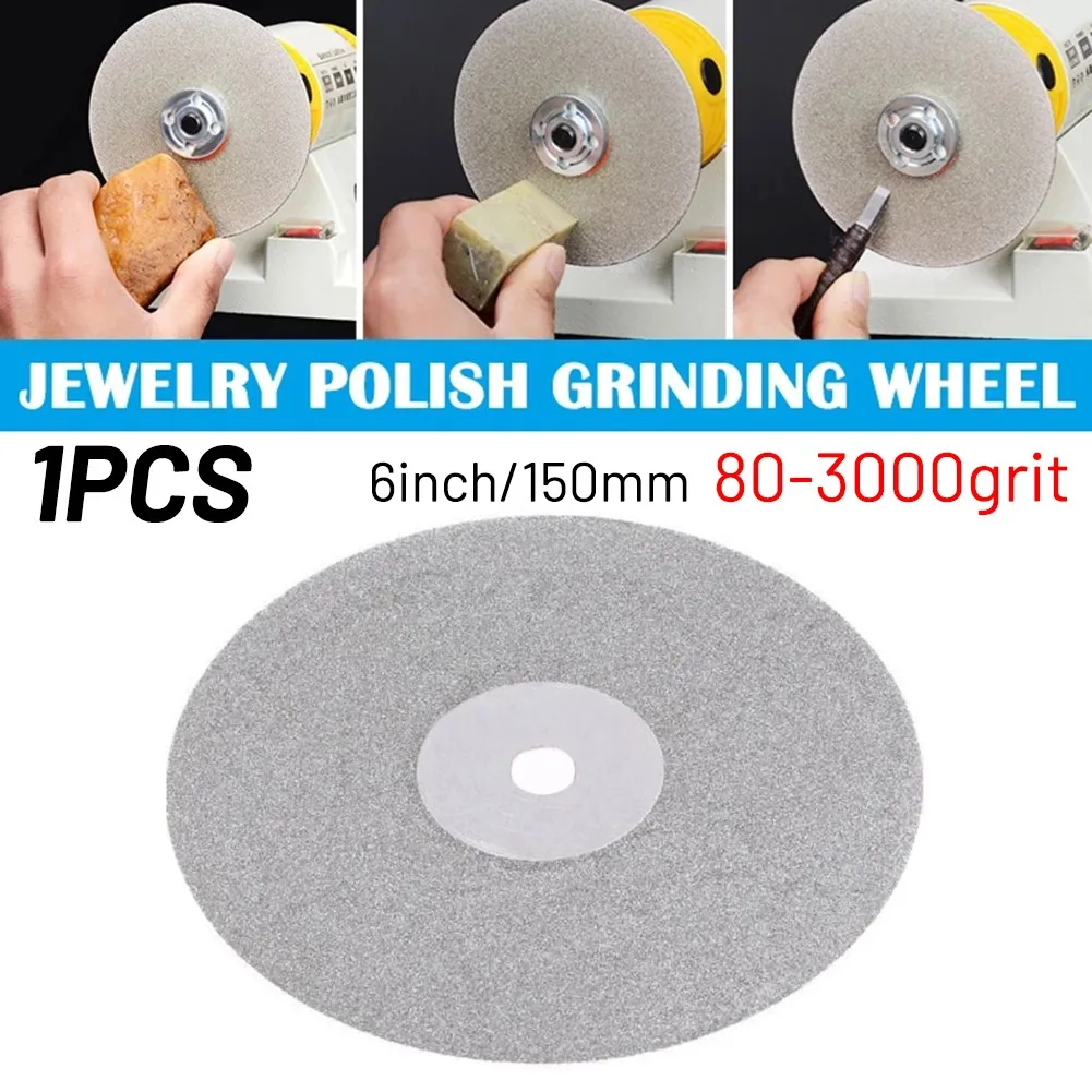 6 Inch 150mm 80~3000 Grit Diamond Coated Grinding Wheel Disc Flat Lap Grind Wheel Dremel For Sharpening Polishing Jewelry Glass