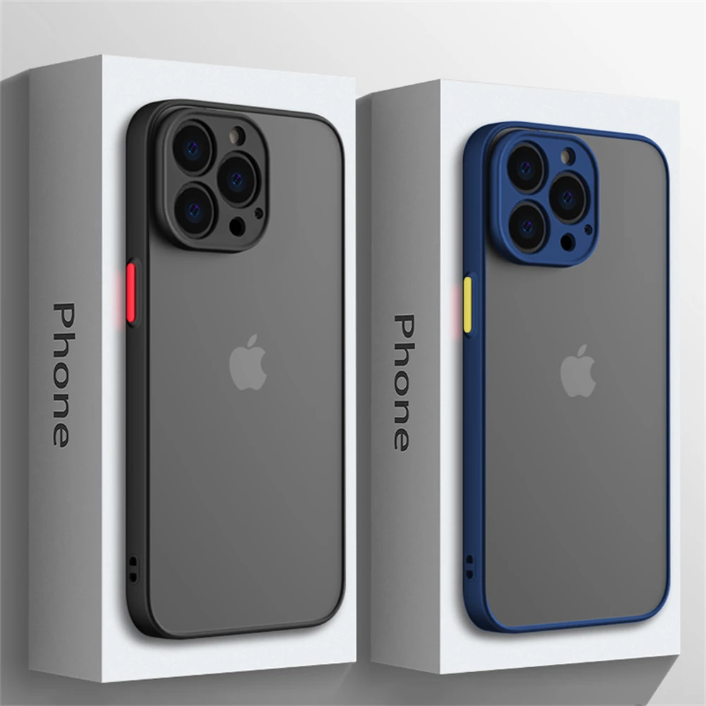 

Luxury Shockproof Armor Matte Phone Case For iPhone 14 13 Pro Max 12 11 Pro Max XS Max XR X 8 7 Plus Clear Silicone Bumper Cover