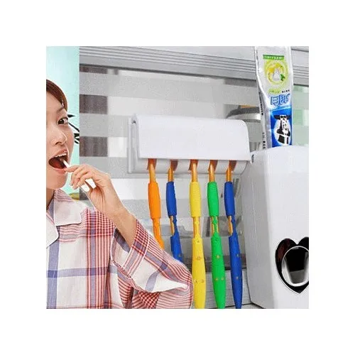 

Practical Automatic Toothpaste Squeezer and 5 Pcs Dental Brush holder
