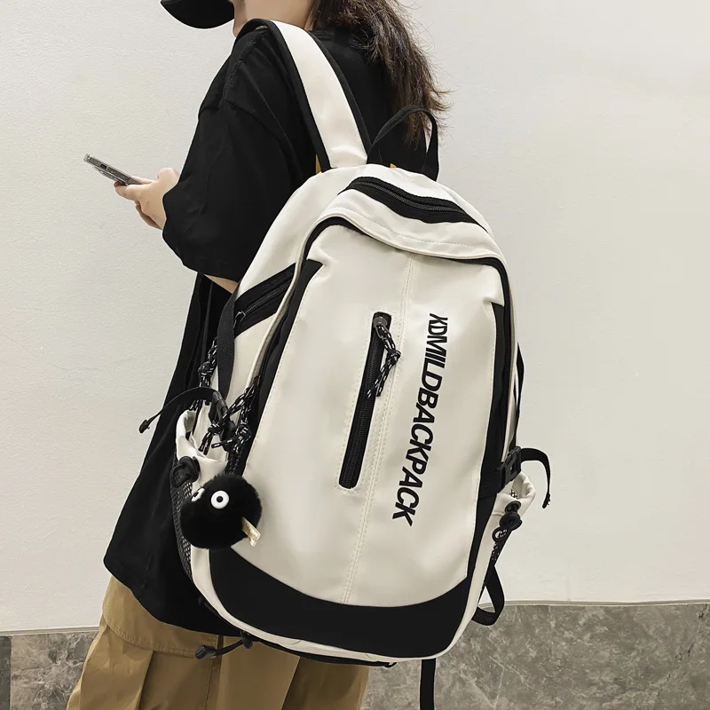 

Вместительный нейлоновый женский рюкзак с надписью, классный Мужской портативный дорожный рюкзак с несколькими карманами, унисекс, преппи, школьный рюкзак, Kawaii