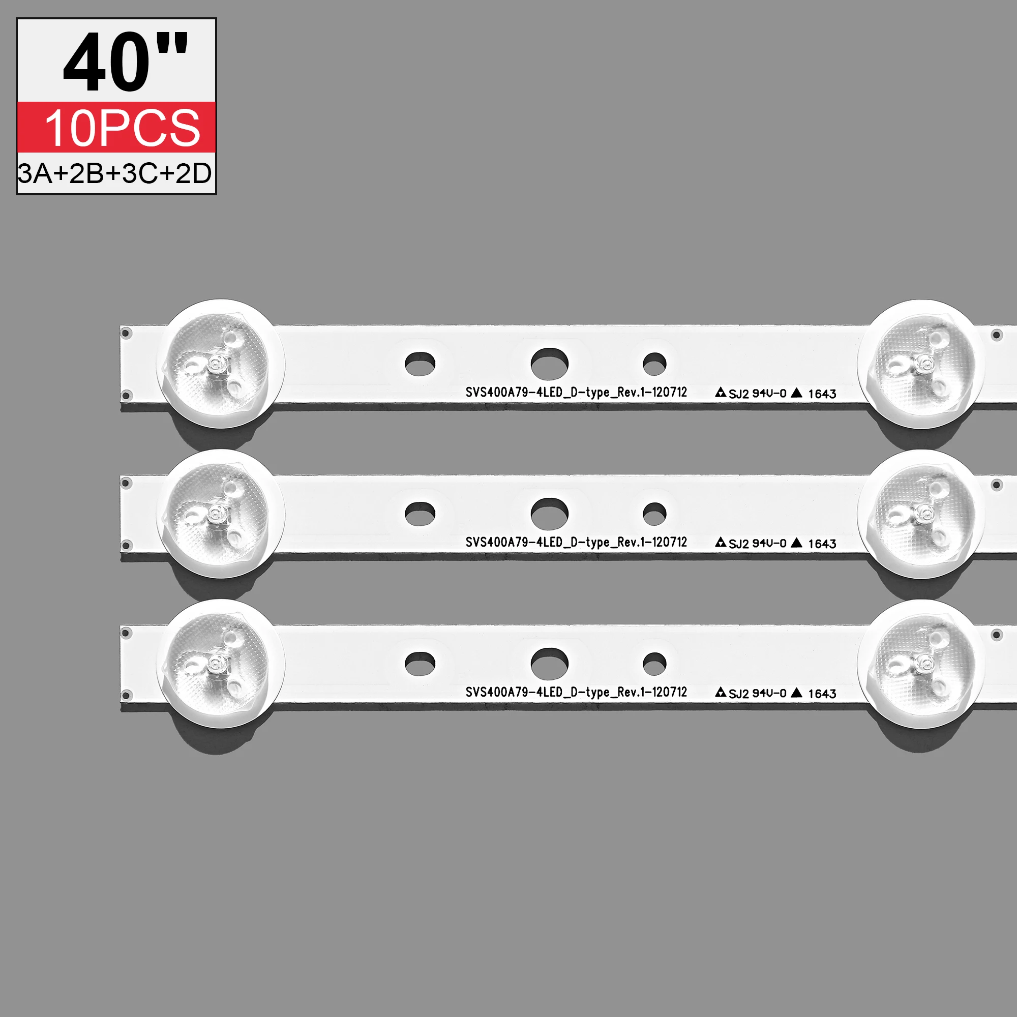 100% New 1Set=10pcs 40D1333B 40L1333B 40PFL3208T LTA400HM23 LED backlight bar SVS400A79 4LED A B C D 5LED type SVS400A73
