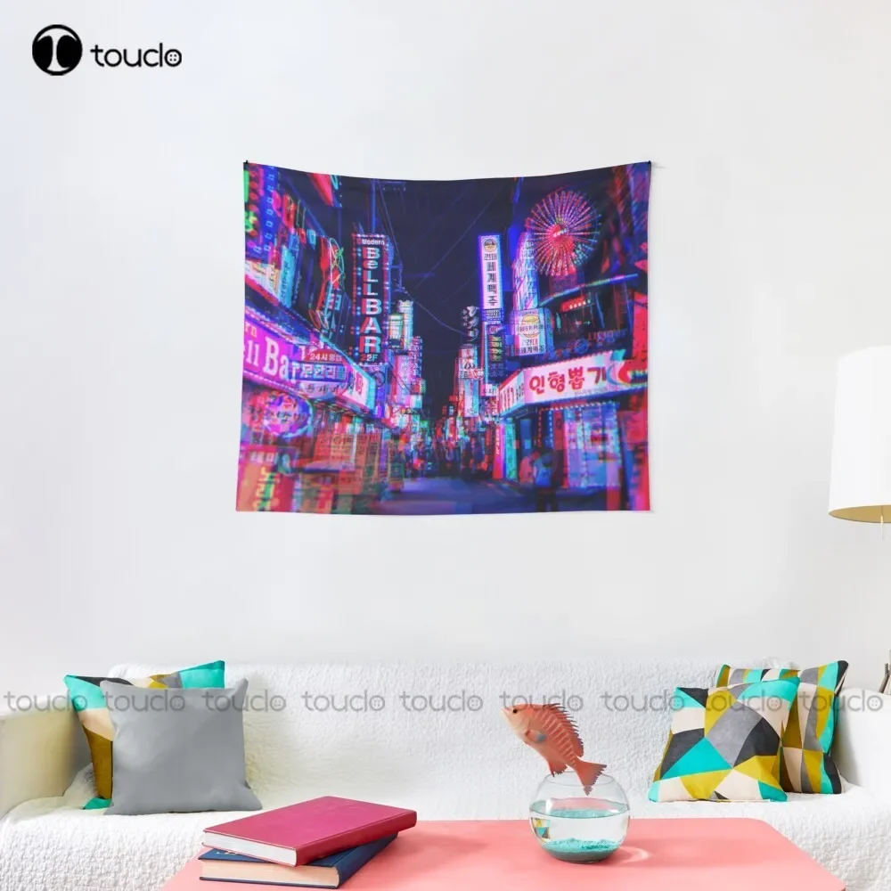 Фото Lsd Nights Корея Сеуль Япония Токио гобелен гобелен настенный для гостиной спальни общежития домашний декор гобелен с принтом №3