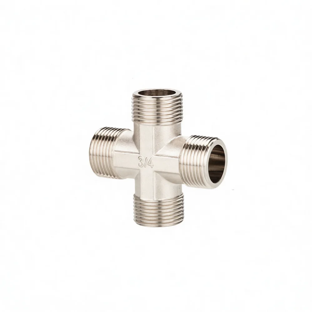 Фото Прочный латунный трубный фитинг G3/4, крестообразный соединитель с резьбой для системы ремонта водонагревателей и сантехники. №3
