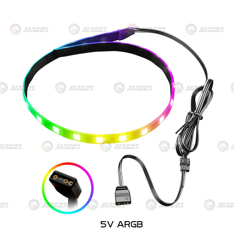 

COOLMOON 40 см RGB светодиодная гибкая магнитная световая лента 5 В ARGB M/B SYNC шасси украшение для корпуса ПК геймер DIY шкаф