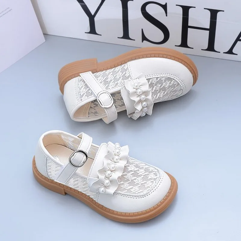 

Детские сетчатые дышащие кожаные туфли для девочек, обувь принцессы, летние и осенние детские Нескользящие повседневные туфли для малышей