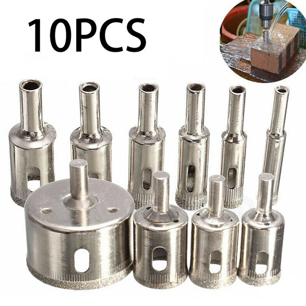 10 Шт. Сверла С Алмазным Покрытием 8-50 Мм Для Плитки Мрамора Стекла Керамики