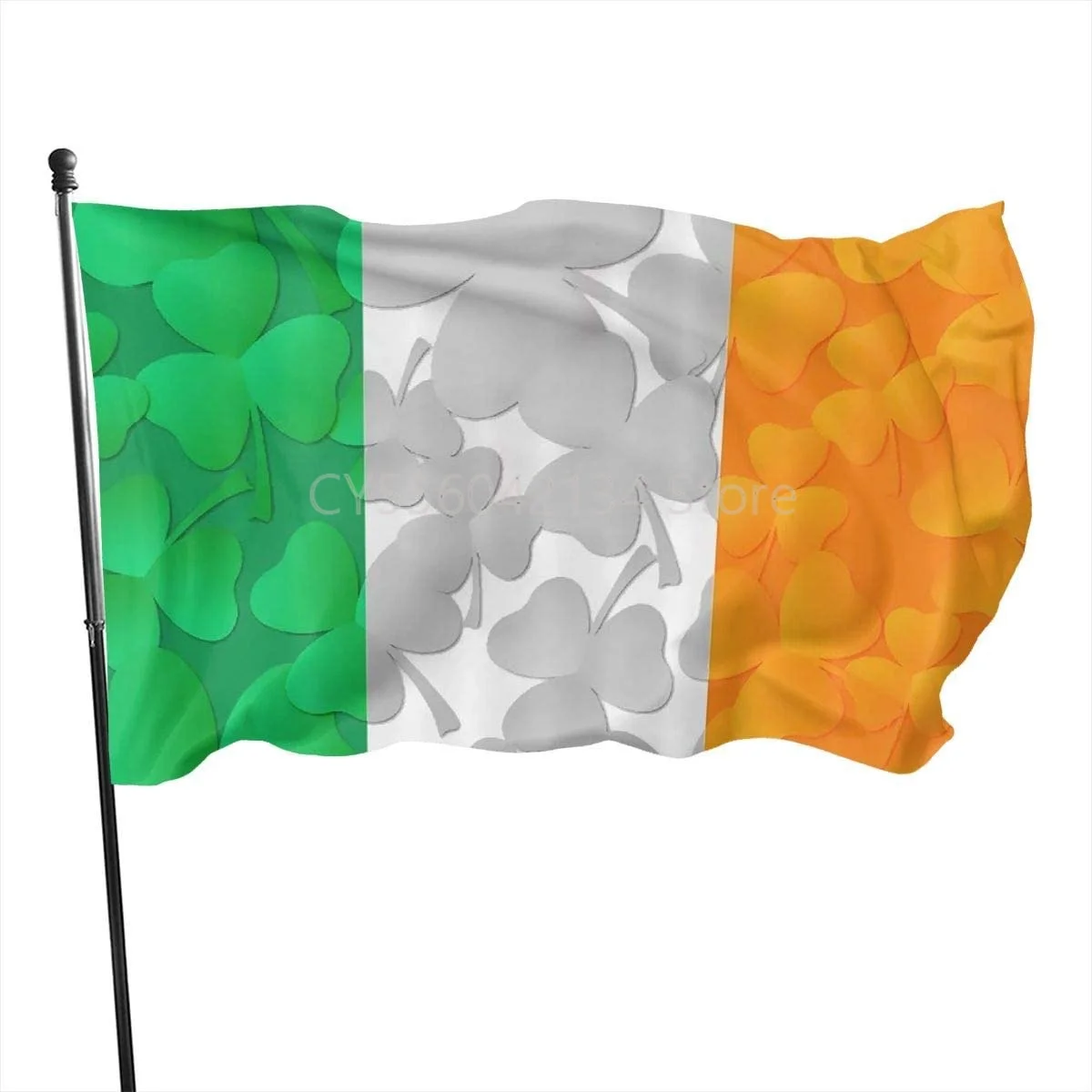

Flag of Ireland with Clover Patterns Vibrant Printed Garden Flag for Decorative Party Festive Holiday
