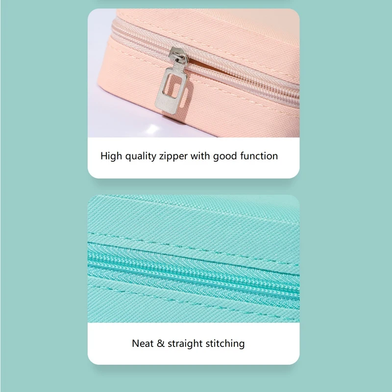 PU Leather Jewelry Package Box With Many Compartments Multiple Colorways Zipper Closure For Easy Storage Best Gift For Women