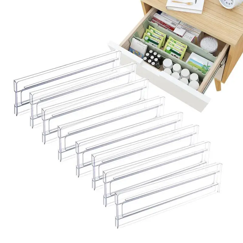 

4/6/8PCS Drawer Dividers Organizers Adjustable Cabinet Storage Clothes Drawer Organizer Clear Drawers Separators Kitchen Tools