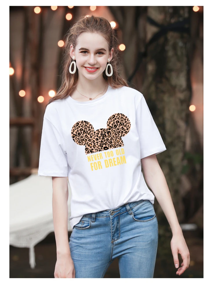 Летняя женская футболка большого размера с золотой надписью и рисунком мыши