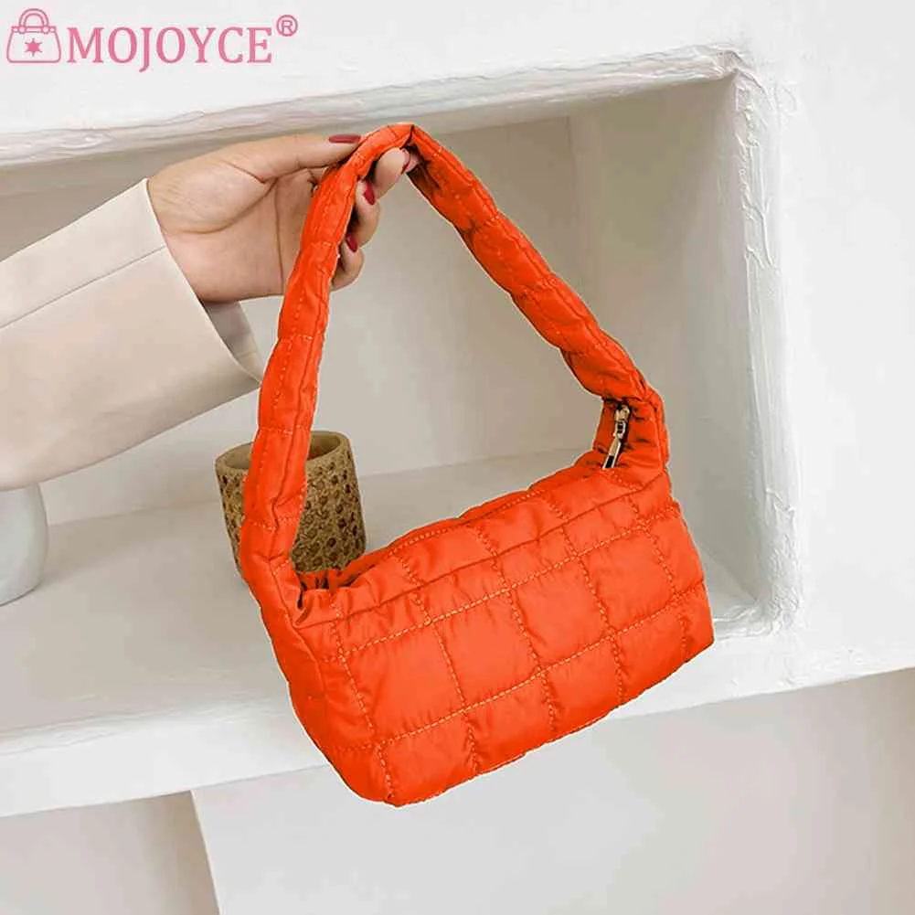 

Women Nylon Shoulder Bag Design Space Padded Messenger Bag Solid Color Handbag