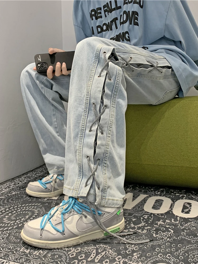 Four Seasons European and American Fashion Straight Loose Jeans High Street Y2k Men Jeans Trendy Streetwear Ins Hot Sale JEANS