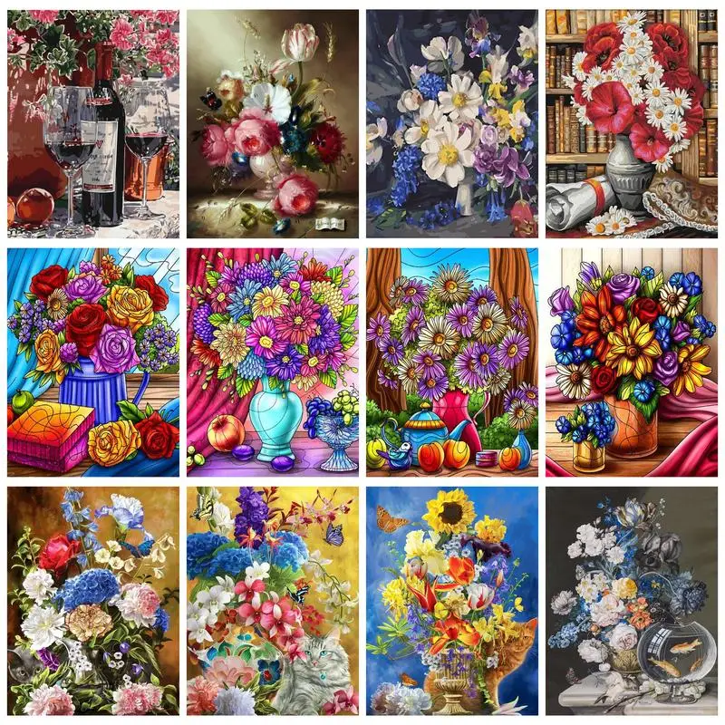 

RUOPOTY Acrylic Painting By Numbers Flowers Coloring On Numbers For Adults Diy Gift Number Paint Home Decors Paint Kit Handiwork