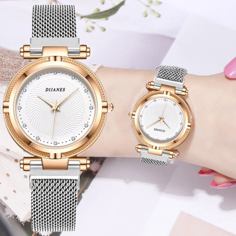 

2023 Popular Creative Elegant Leisure Full Diamond Dial Women's Quartz Mesh Band Watch Suitable for Women's Holiday Gifts