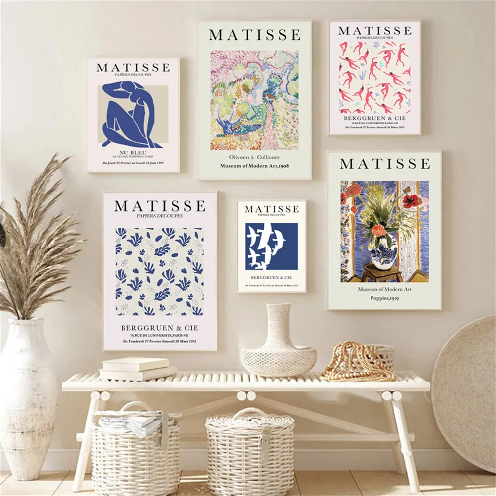 Абстрактное искусство Матисса настенный Декор живопись Современная синяя