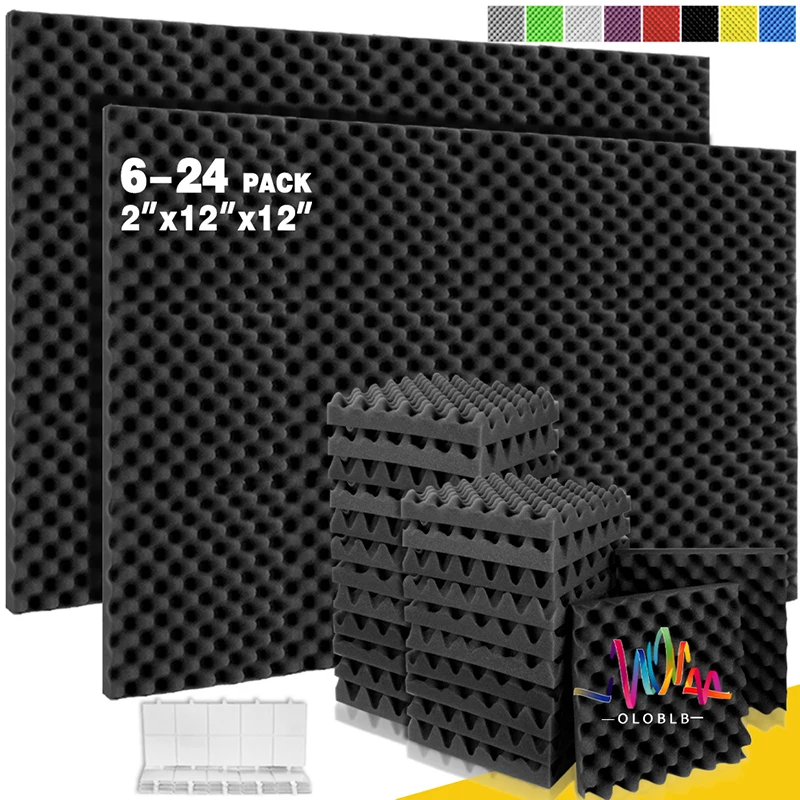 

Sound Absorption Treatment Panel 6/12/24pcs Egg Crate Panel Acoustic Foam Sound Proof Wall Tiles For Home Office Recoding Studio