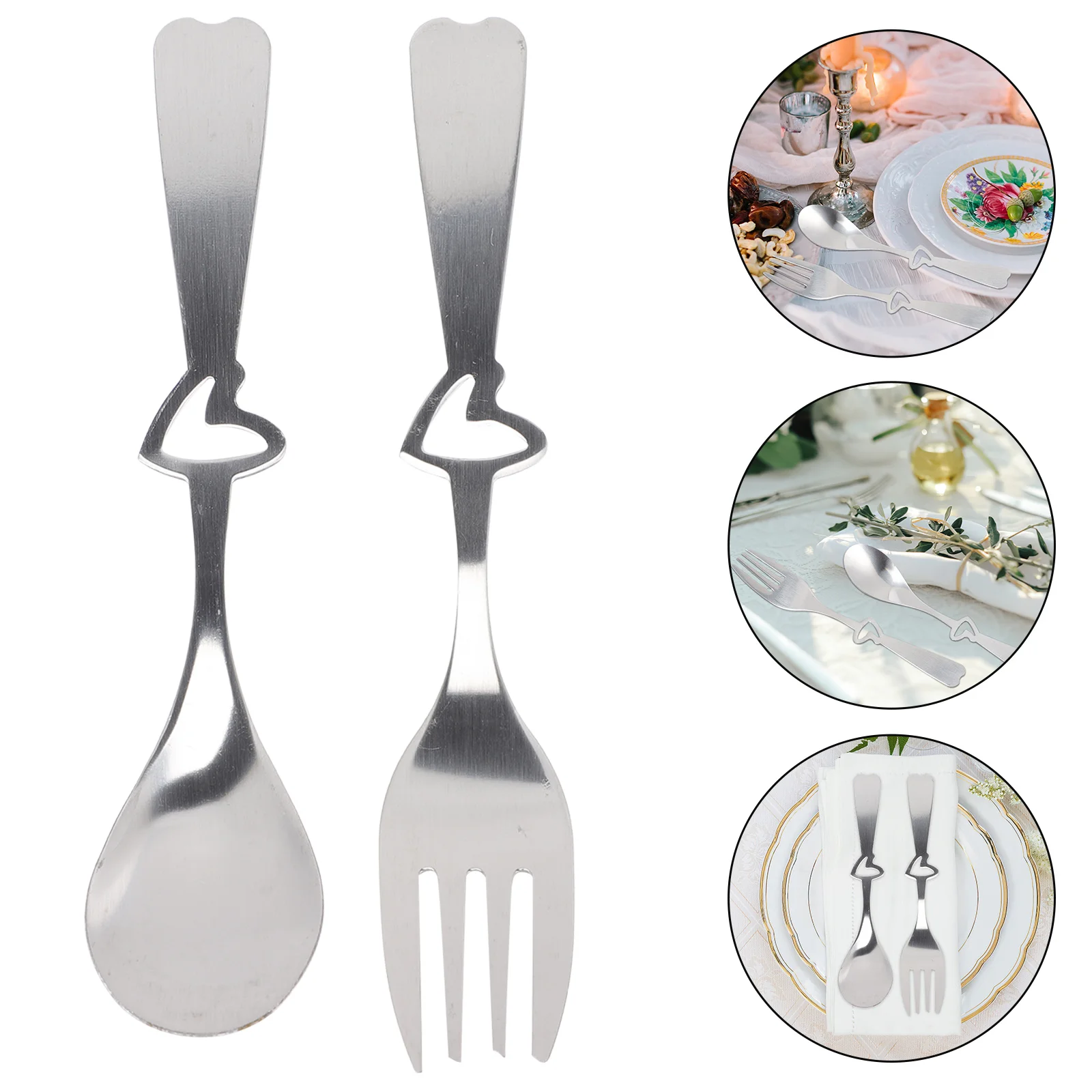 

4 Sets Wedding Spoon Fork Cutlery Gift for Wedding Bridal Shower Engagement