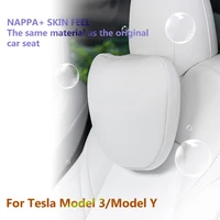 headrest and lumbar support neck pillow car accessories for tesla model 3model y 2019 21 2022 high quality leather seat cushion