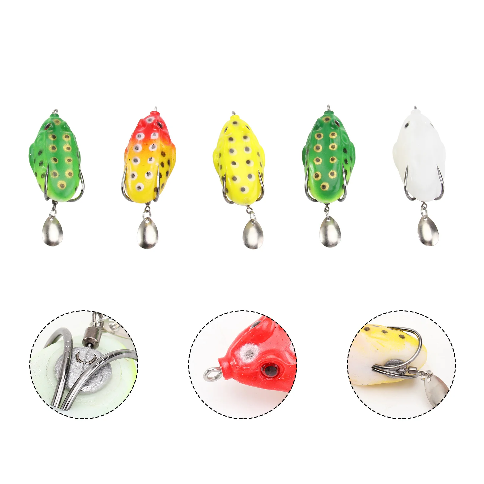 

5Pcs Lifelike Fishing Lures with Double Hooks Kit for Bass Snakehead Saltwater Freshwater Fishing