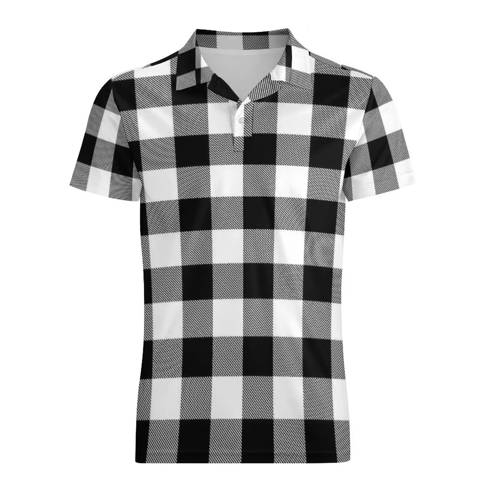 Рубашка-поло мужская с отложным воротником Повседневная блуза в клетку принтом