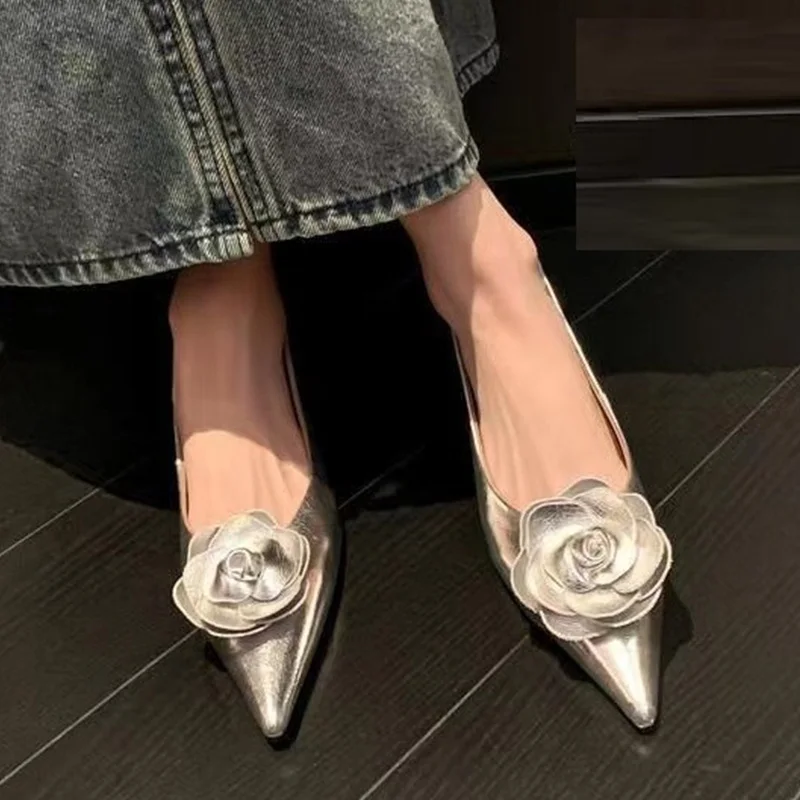 

Женские босоножки с цветочным принтом, туфли на низком каблуке с острым носком, летние дизайнерские туфли, повседневные женские топ-сайдеры, 2023