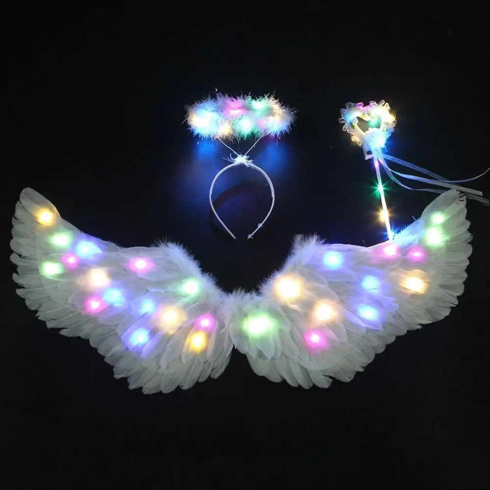

Costume Masquerade Costume Prop White Feather Wing Cosplay Clothing Fairy Wand Angel Halo Headband Angel Feather Wings