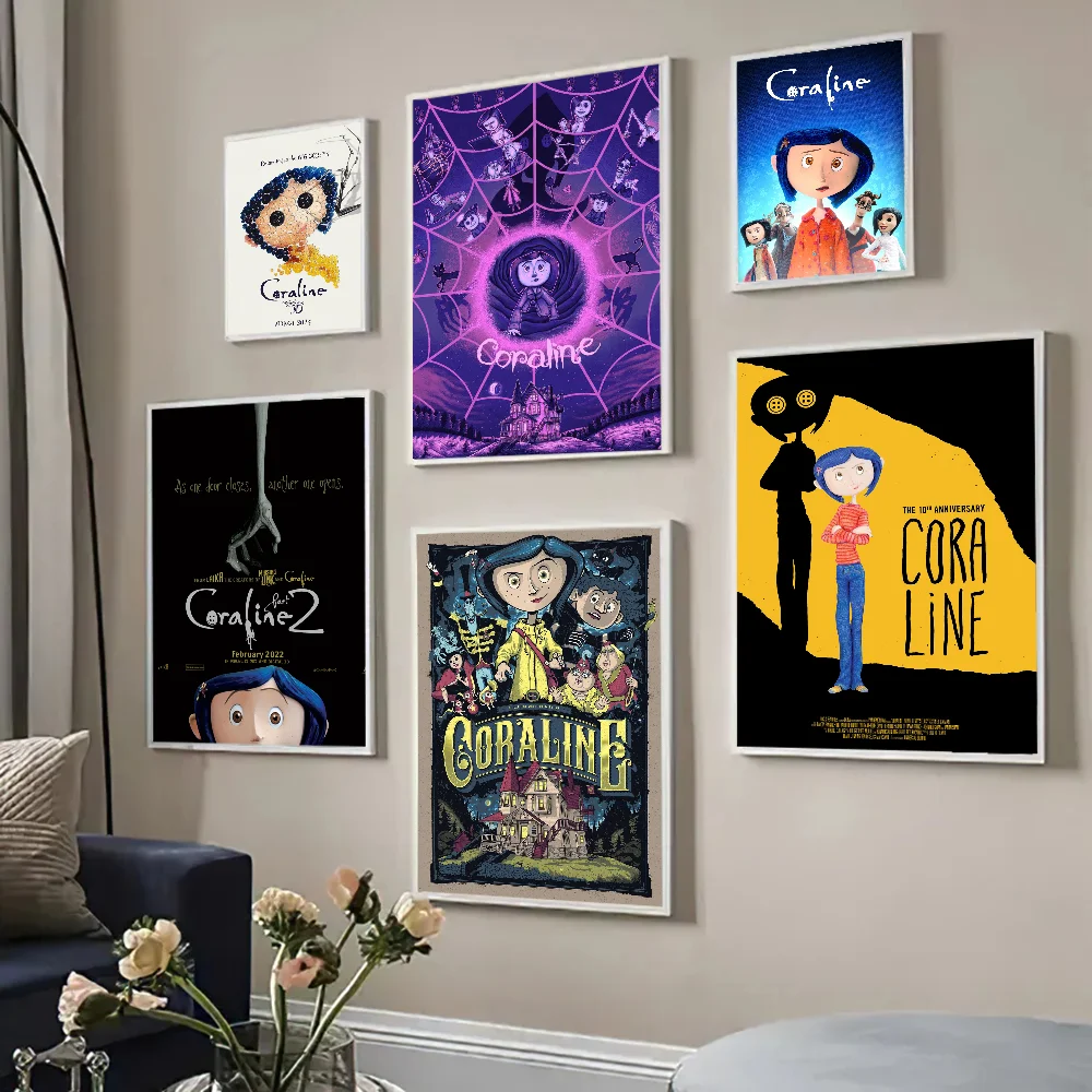 Высокое качество C-Coraline мультфильм плакат наклейки белая бумага PP