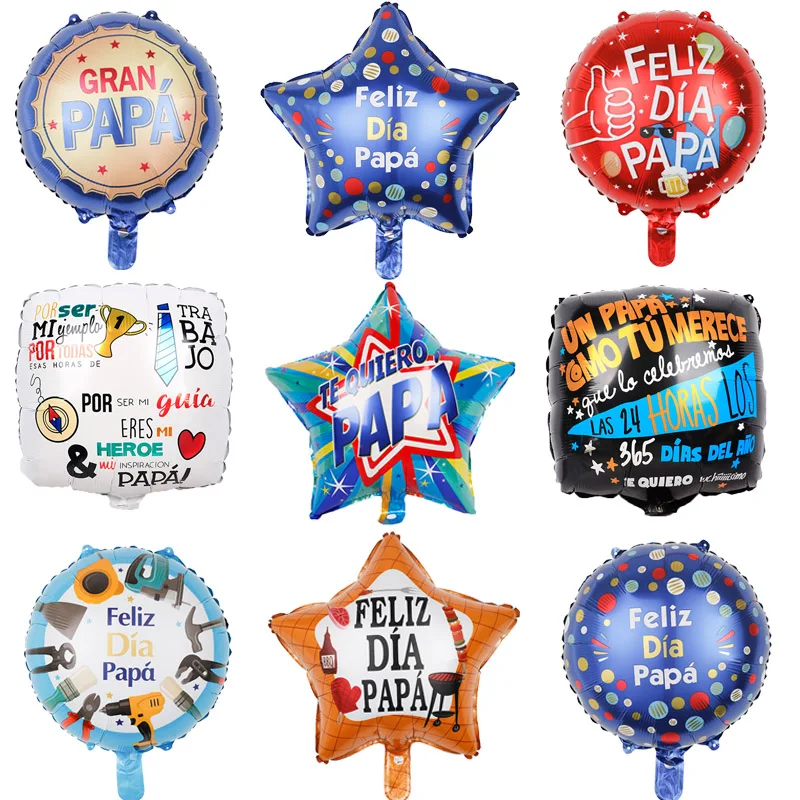 5pcs Spanish Feliz Dia Super Papa Balloons Happy Father's Day Helium Globos Te Quiero Foil Balls Father Party Decorations Baloes