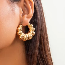 High Quality Vintage Punk Geometric Circle Hoop Earrings for Women Trendy Goth Exquisite C Shape Piercing Earring Y2K Jewelry