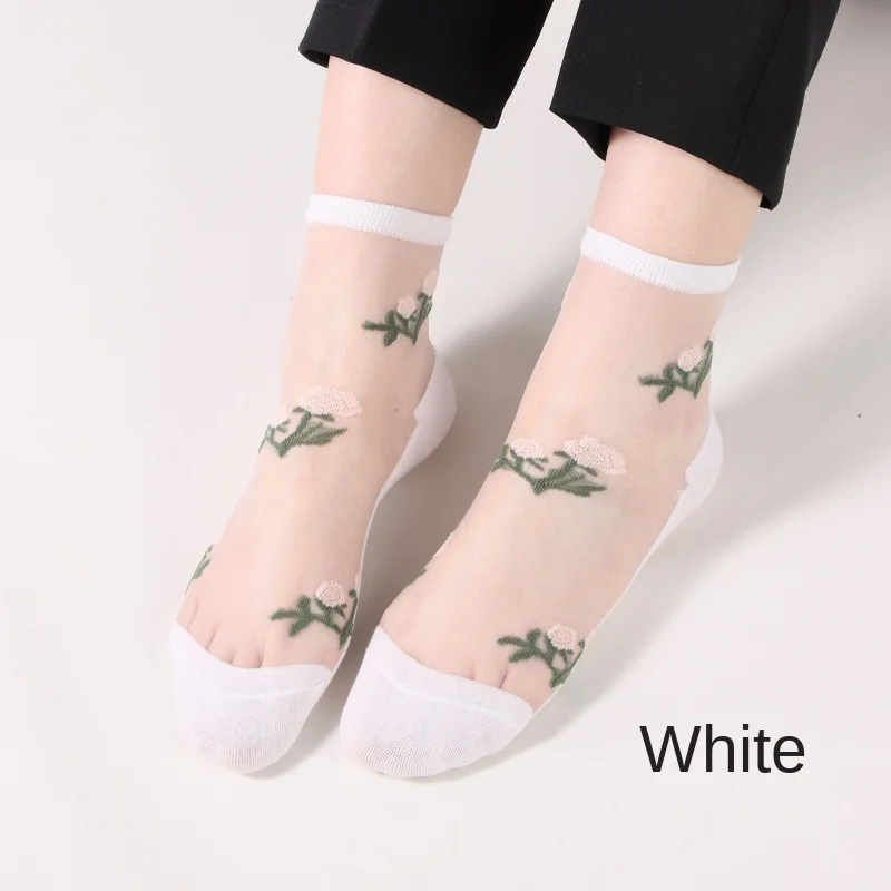 Women's Cotton Bottom Short Stockings Jacquard