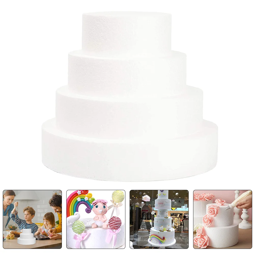 

4 Pcs Cake Embryo Model Multi-function Reusable White Decor Gathering Fake Ar Multitool Multifunction Party Supplies Wedding