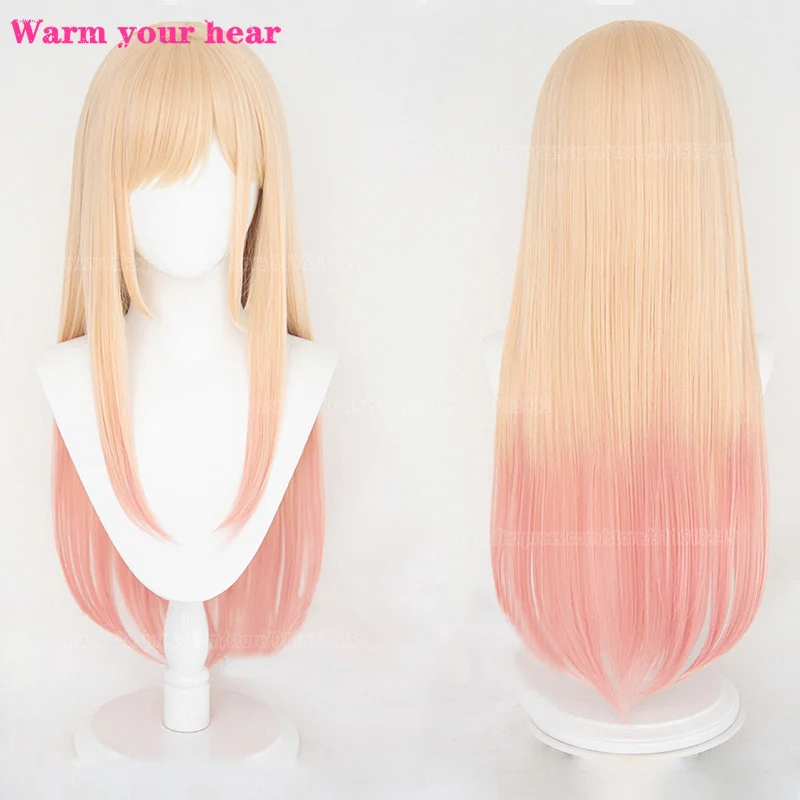 High Quality Anime My Dress-Up Darling Marin Kitagawa Cosplay Wigs Long Pink Gradient Heat Resistant Hair Party Wig + a wig cap