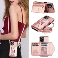 zipper crossbody for iphone 13 12 mini 11 x xr xs pro max 7 8 plus case with card holder wallet lanyard strap leather cover