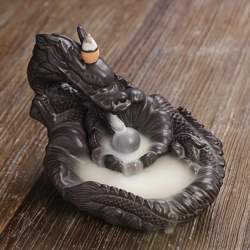 

Керамическая курильница дракона Backflow, креативный домашний декор, курильница дракона на удачу