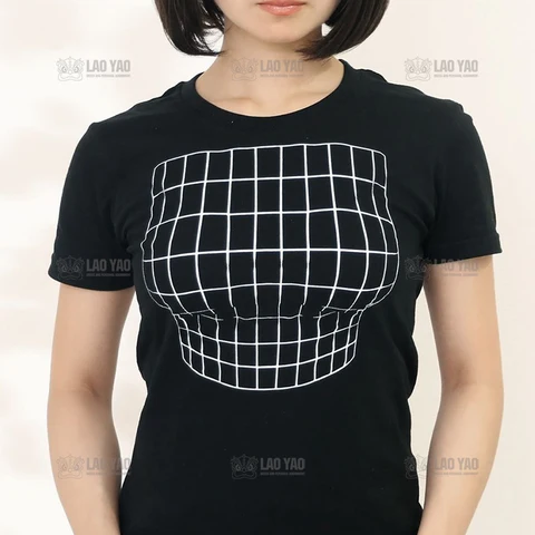 Увеличенная женская футболка с рисунком груди и оптической иллюзии, забавная женская футболка с большими грудками, женская футболка в стиле Харадзюку, готические черные топы, рубашка