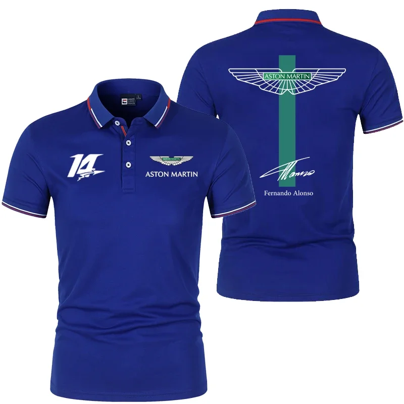 Фото Мужская летняя спортивная рубашка-поло Aston Martin Racing Team Fernando Alonso, модная стильная рубашка-поло №5