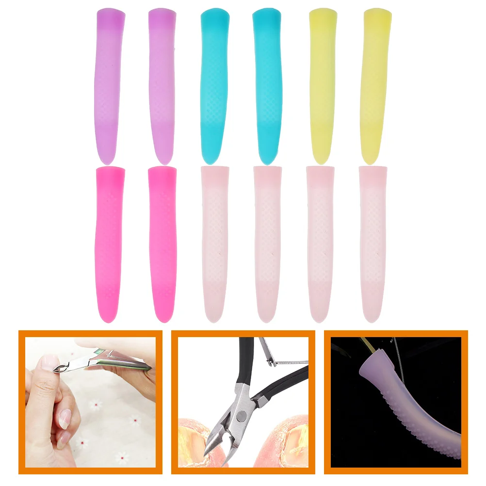 

6 Pairs of Nail Cuticle Scissors Handle Covers Para Uñas Silicone Case Nail Toolss