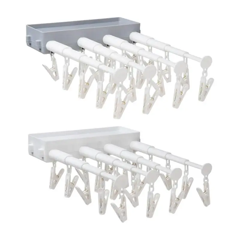 

Wall Mounted Drying Rack Space Saving Sock Drying Hanger Telescopic Design Under Garments Drying Holder Home Laundry Clothesline