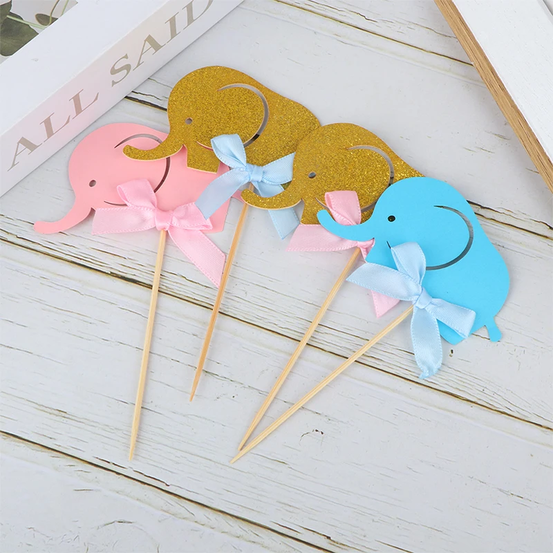 

12Pcs Cartoon Elephant Cupcake Toppers Picks Blue&Pink Cake Toppers for Baby Shower Girl Boy Kids Birthday Party Decoration